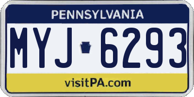 PA license plate MYJ6293