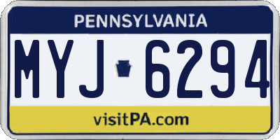 PA license plate MYJ6294