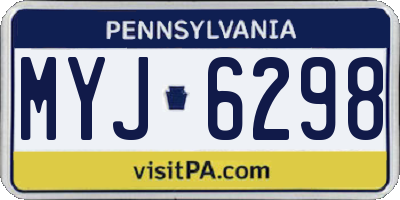 PA license plate MYJ6298