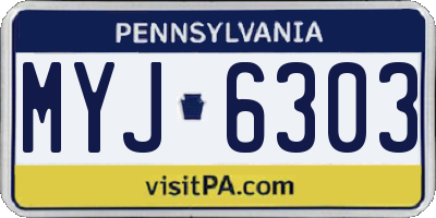 PA license plate MYJ6303