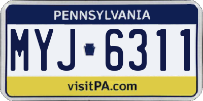 PA license plate MYJ6311