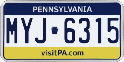 PA license plate MYJ6315