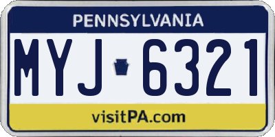 PA license plate MYJ6321
