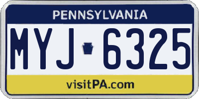 PA license plate MYJ6325
