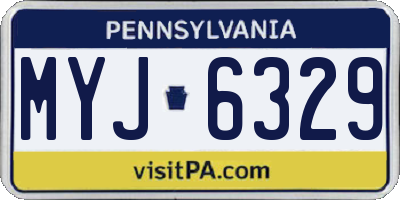 PA license plate MYJ6329