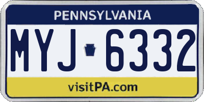 PA license plate MYJ6332