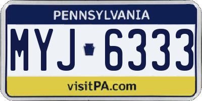 PA license plate MYJ6333