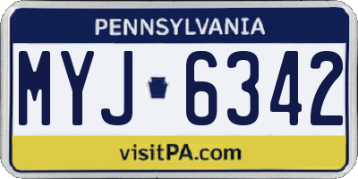 PA license plate MYJ6342