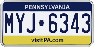 PA license plate MYJ6343