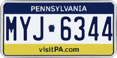 PA license plate MYJ6344