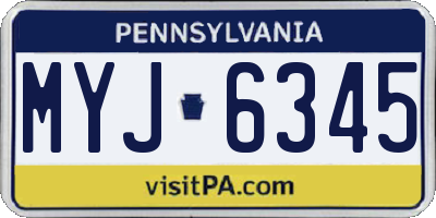PA license plate MYJ6345