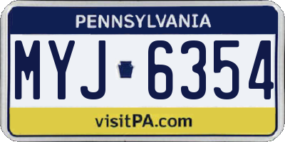 PA license plate MYJ6354