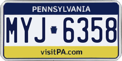 PA license plate MYJ6358