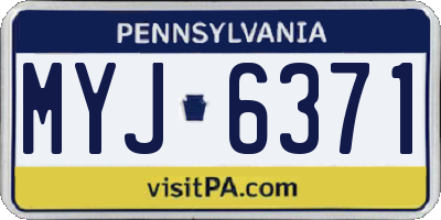 PA license plate MYJ6371