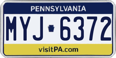 PA license plate MYJ6372
