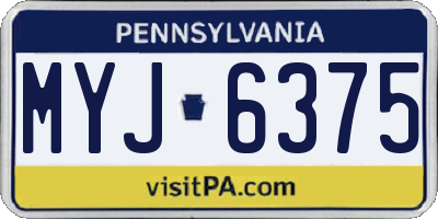 PA license plate MYJ6375