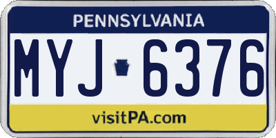 PA license plate MYJ6376