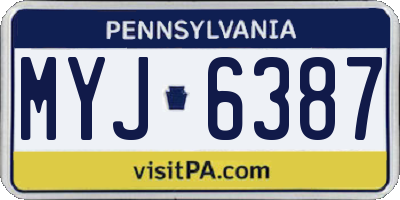 PA license plate MYJ6387