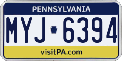 PA license plate MYJ6394
