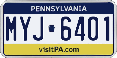PA license plate MYJ6401