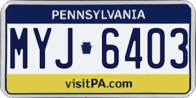 PA license plate MYJ6403