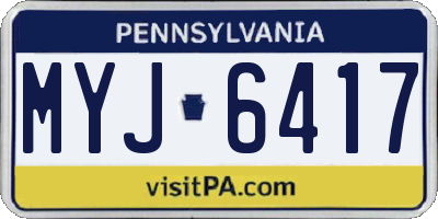 PA license plate MYJ6417