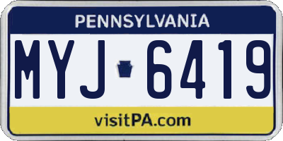 PA license plate MYJ6419