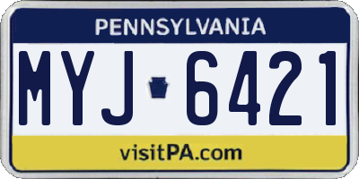 PA license plate MYJ6421