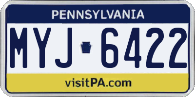 PA license plate MYJ6422