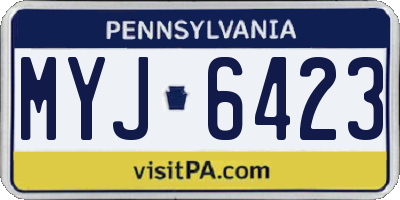 PA license plate MYJ6423