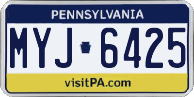 PA license plate MYJ6425