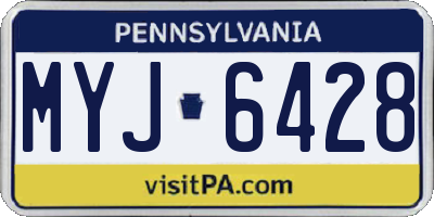 PA license plate MYJ6428