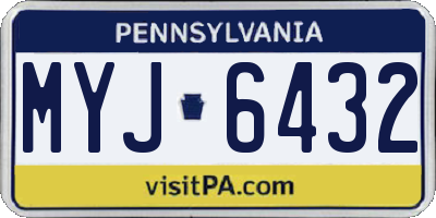 PA license plate MYJ6432