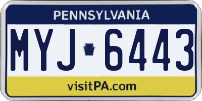 PA license plate MYJ6443