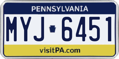 PA license plate MYJ6451