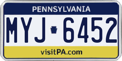 PA license plate MYJ6452