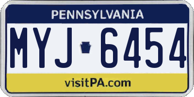PA license plate MYJ6454