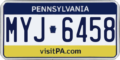 PA license plate MYJ6458
