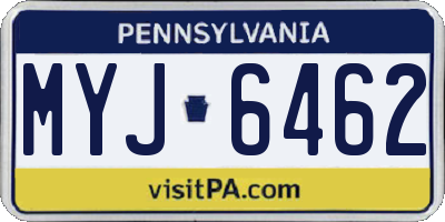 PA license plate MYJ6462