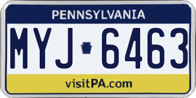 PA license plate MYJ6463