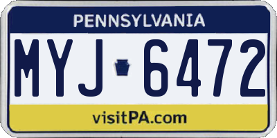 PA license plate MYJ6472