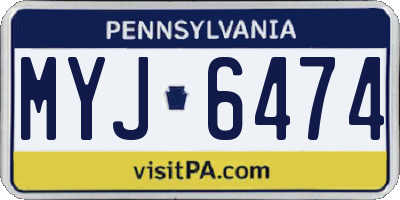 PA license plate MYJ6474