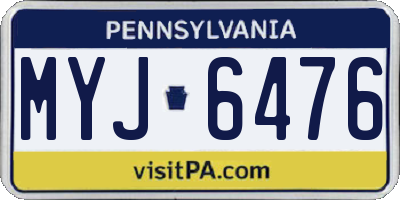 PA license plate MYJ6476