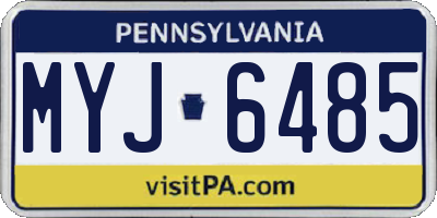 PA license plate MYJ6485