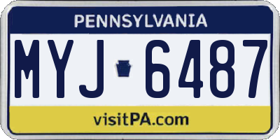 PA license plate MYJ6487