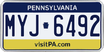PA license plate MYJ6492