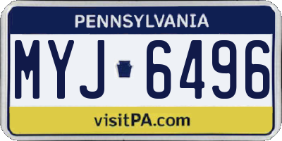 PA license plate MYJ6496