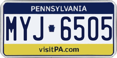 PA license plate MYJ6505