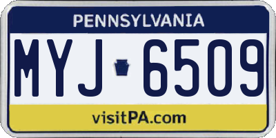 PA license plate MYJ6509