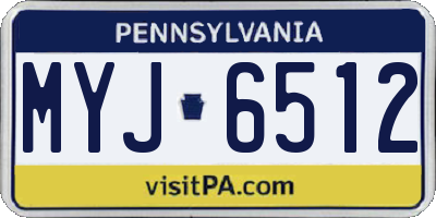 PA license plate MYJ6512